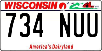 WI license plate 734NUU