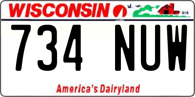 WI license plate 734NUW