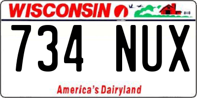 WI license plate 734NUX
