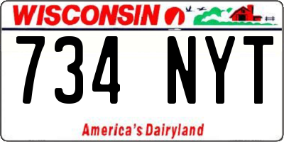 WI license plate 734NYT