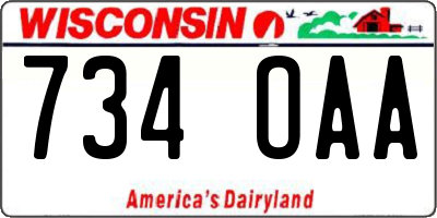 WI license plate 734OAA