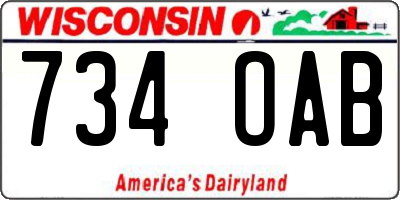 WI license plate 734OAB