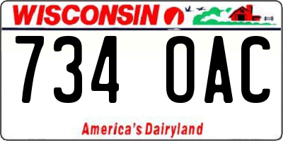 WI license plate 734OAC