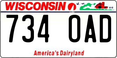 WI license plate 734OAD