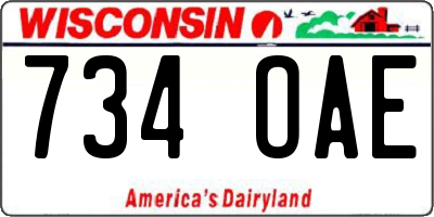 WI license plate 734OAE