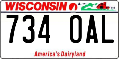 WI license plate 734OAL