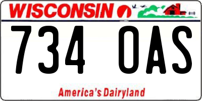 WI license plate 734OAS
