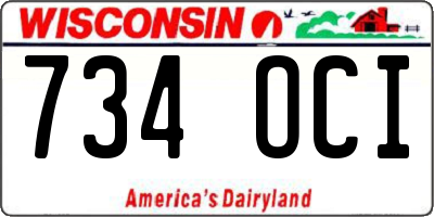 WI license plate 734OCI