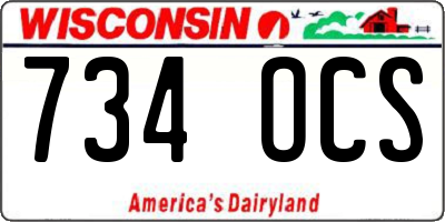 WI license plate 734OCS