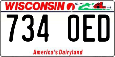 WI license plate 734OED