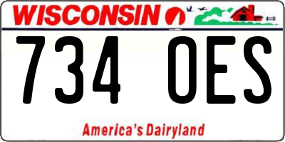 WI license plate 734OES