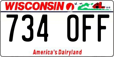 WI license plate 734OFF