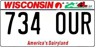 WI license plate 734OUR