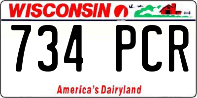WI license plate 734PCR