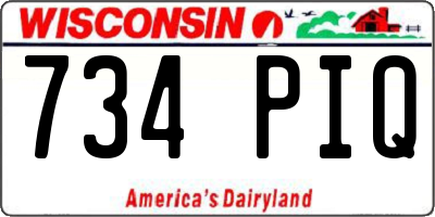 WI license plate 734PIQ
