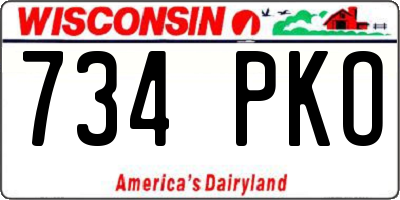 WI license plate 734PKO