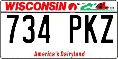 WI license plate 734PKZ