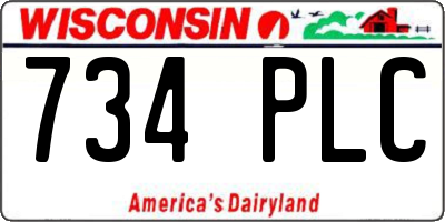WI license plate 734PLC