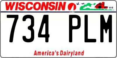 WI license plate 734PLM