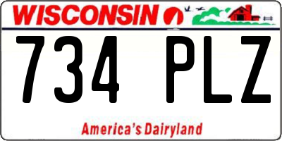 WI license plate 734PLZ