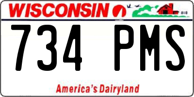 WI license plate 734PMS