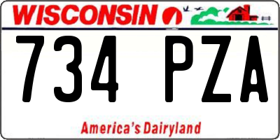WI license plate 734PZA