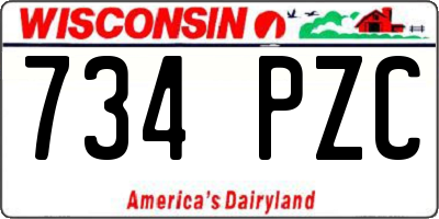 WI license plate 734PZC