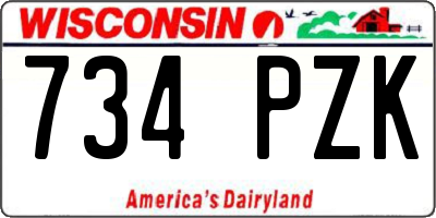WI license plate 734PZK