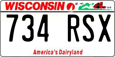 WI license plate 734RSX