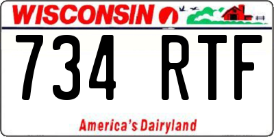 WI license plate 734RTF