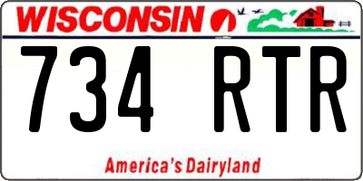 WI license plate 734RTR