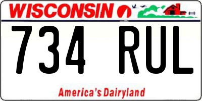 WI license plate 734RUL