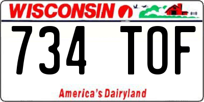 WI license plate 734TOF