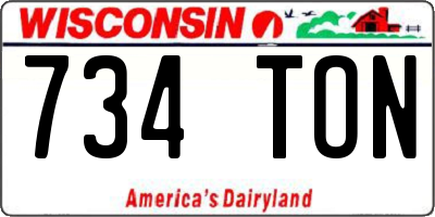 WI license plate 734TON