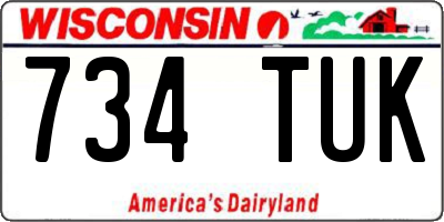 WI license plate 734TUK
