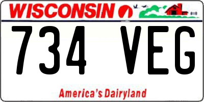 WI license plate 734VEG
