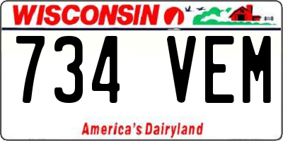 WI license plate 734VEM