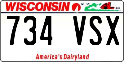 WI license plate 734VSX