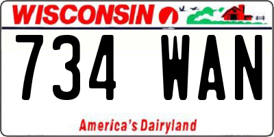 WI license plate 734WAN