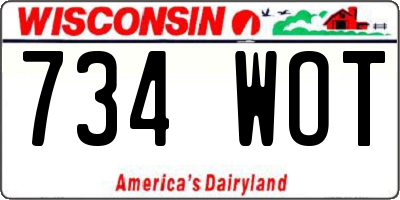 WI license plate 734WOT