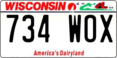 WI license plate 734WOX