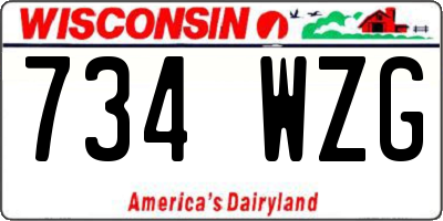 WI license plate 734WZG