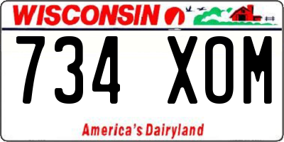 WI license plate 734XOM
