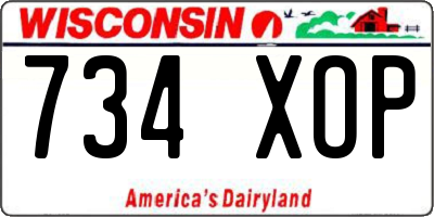 WI license plate 734XOP