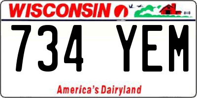 WI license plate 734YEM
