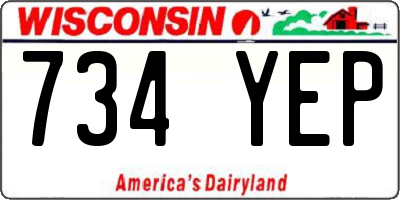 WI license plate 734YEP