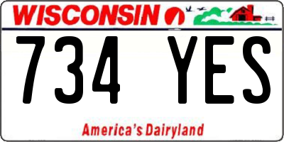 WI license plate 734YES