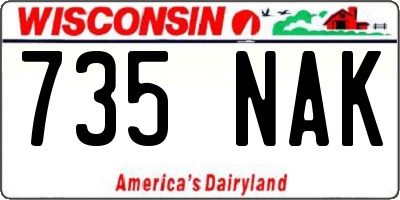 WI license plate 735NAK