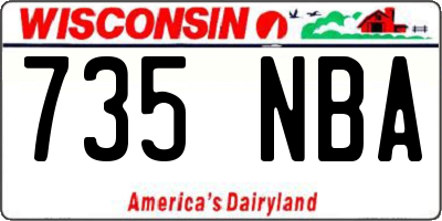 WI license plate 735NBA