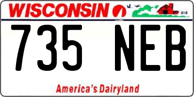 WI license plate 735NEB